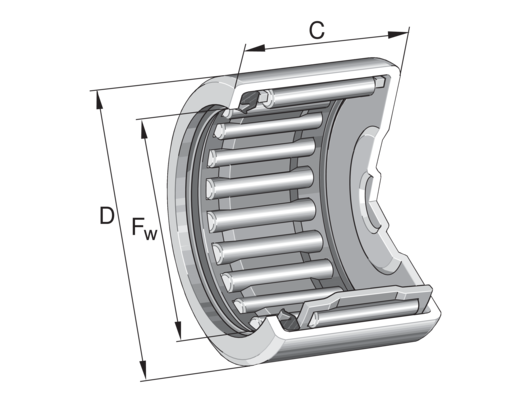 INA BK1614-RS Drawn cup needle roller bearing closed end view 2