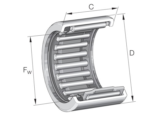 INA SCE1211-P-L581 Drawn cup needle roller bearing open end view 2