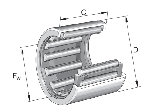 INA HK0205-TV Drawn cup needle roller bearing open end view 2