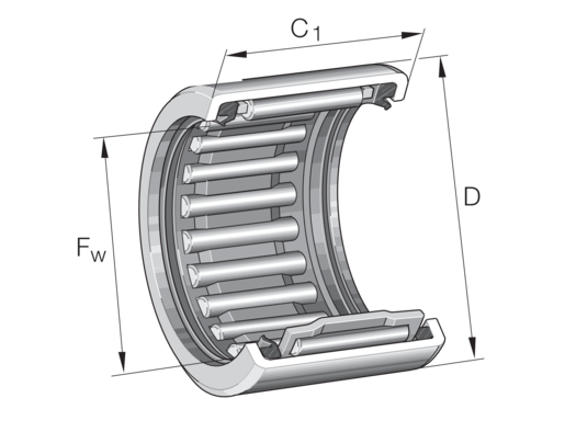 INA SCE1212-PP-L581 Drawn cup needle roller bearing open end view 2